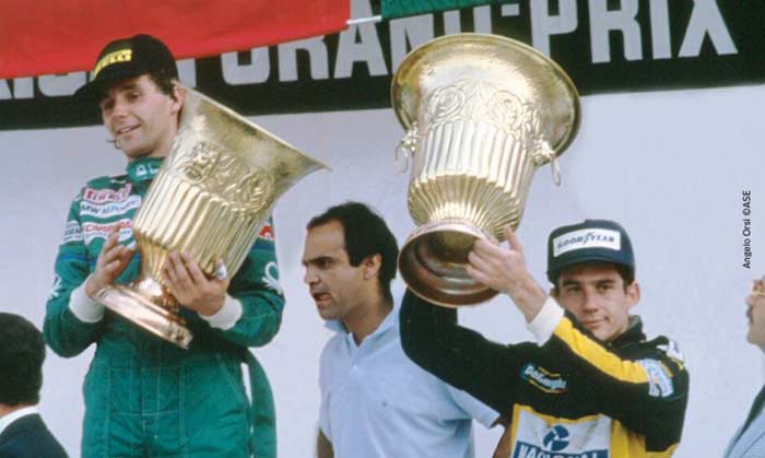 Ayrton Senna at podium