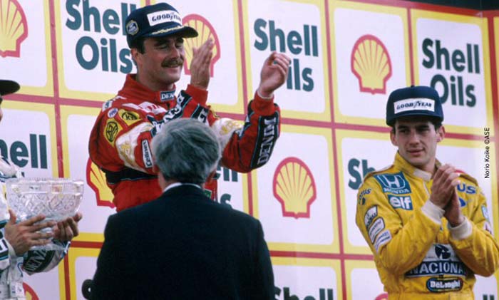 Senna and Mansellni at Podium