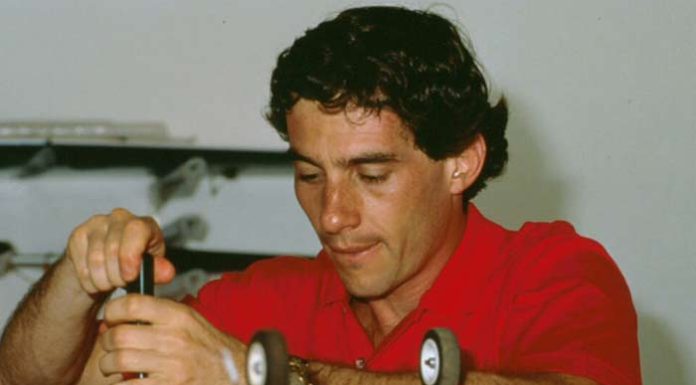 Ayrton Senna in garage