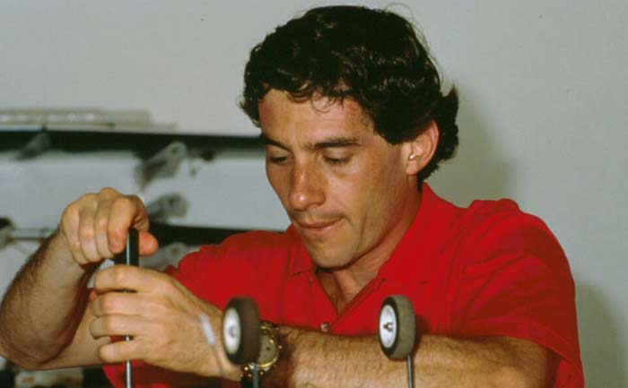 Ayrton Senna in garage