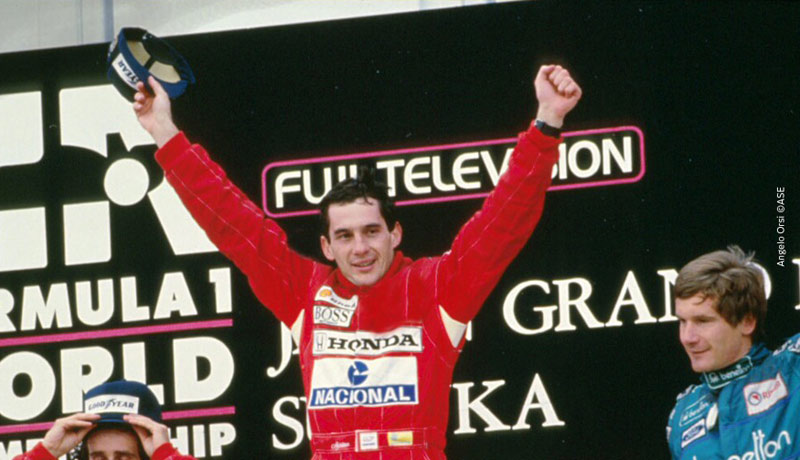 Senna at Suzuka podium 88